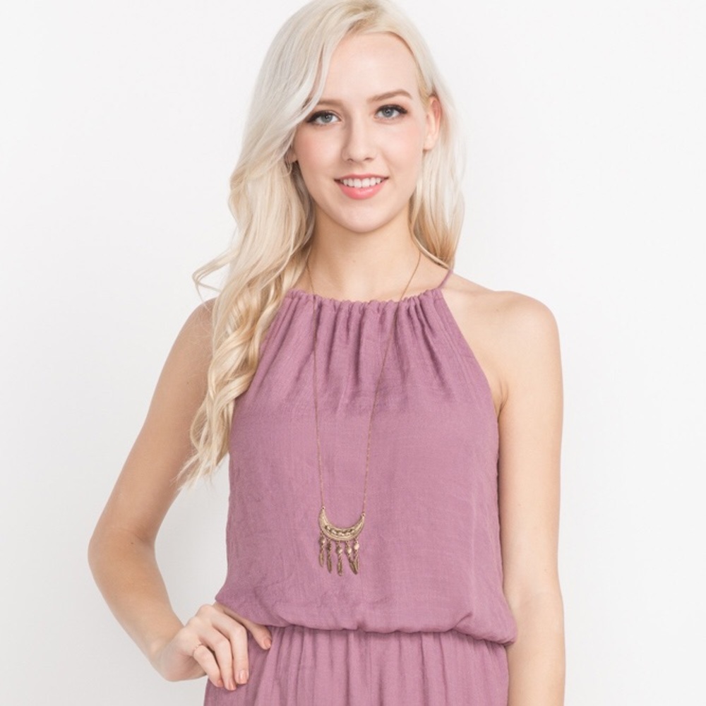 Mauve Halter Woven Romper